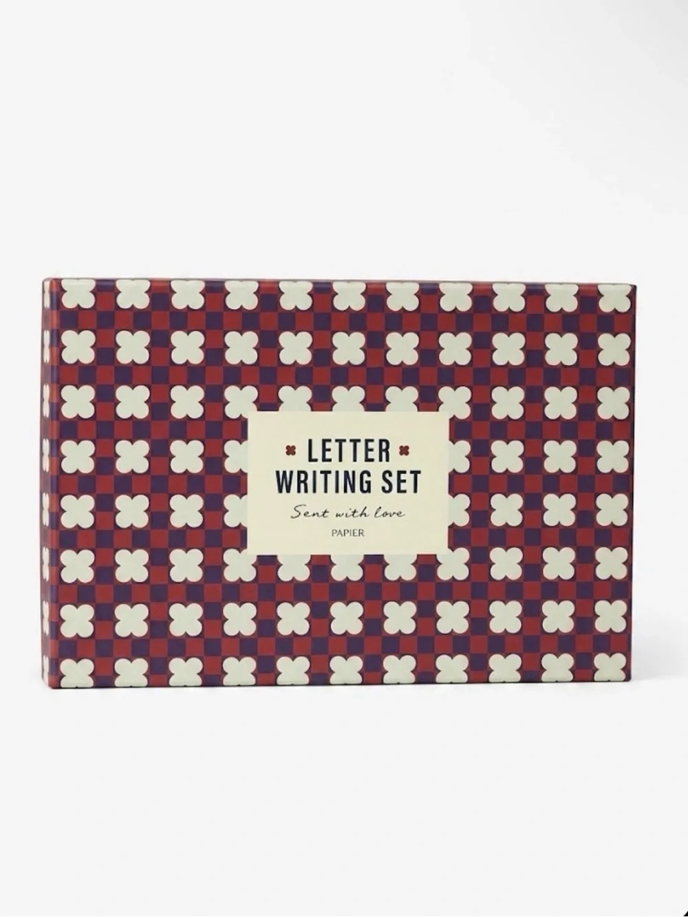 PAPIER x ANTHROPOLOGIE Checked Flower Letter Writing Set + Pen